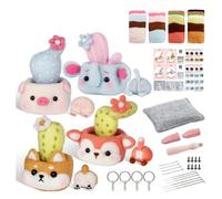 Eieenotee Kits de Fieltro con Aguja para Cactus y Macetas para Principiantes, Kit de Fieltro con Aguja, Agujas de Fieltro, Almohadilla de Espuma, PañO de Fieltro, Instrucciones