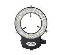 Eieenotee Luz de Microscopio - Anillo de Luz Ajustable 144 Perlas de LáMpara Fuente de Luz LED Iluminador de Anillo de Microscopio Industrial - Enchufe de la UE