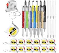 Eieenotee Set de Regalo de BolíGrafo Multifuncional Que Incluye Cinta MéTrica, PráCtico BolíGrafo 6 en 1, Adecuado para Regalos de Fiesta de CumpleañOs para Hombres, 12 Piezas