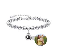Eiennoai Pulseras Personalizadas Con Fotos en el Interior Para Parejas, Redondas Para Mujeres y Hombres - Aniversarios, Cumpleaños, Navidad