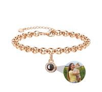 Eiennoai Pulseras personalizadas con fotos en el interior, Pulseras personalizadas con fotos para parejas, Pulseras redondas con fotos para mujeres Hombres Aniversarios Cumplea?os Navidad