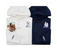 Eiennoai Sudaderas con Capucha Bordadas con números Romanos,Sudaderas con Capucha a Juego para Parejas,Sudaderas con Capucha Personalizadas diseña la Tuya,Sudadera Personalizada con Cara de Mascota