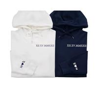 Eiennoai Sudaderas con Capucha Bordadas con números Romanos,Sudaderas con Capucha a Juego para Parejas,Sudaderas con Capucha Personalizadas diseña la Tuya,Sudadera Personalizada con Cara de Mascota