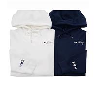 Eiennoai Sudaderas con Capucha Bordadas con números Romanos,Sudaderas con Capucha a Juego para Parejas,Sudaderas con Capucha Personalizadas diseña la Tuya,Sudadera Personalizada con Cara de Mascota