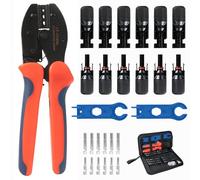 EIEVEY Alicates Engarzadores Solares Kit para Cables PV 2.5/4/6mm², 6 Pares de Conectores Solares Macho/Hembra, 1 Crimpadora, 2 Llaves para Conexiones de Cable Solar
