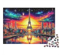 Eiffel Night Premium Paper Eiffel Tower in Paris at Sunset DIY Jigsaw Puzzle for Kids 12+ Fun Stocking Filler 70x50cm/1000pcs
