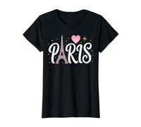 Eiffel Tower Paris Girls Guys Travel Holiday France Souvenir Camiseta gráfica económica, Mujer, Negro, L