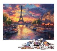 Eiffel Tower Puzzle Difficult Challenge 100 Percent Recycled Cardboard Jigsaw Puzzle for Women Men Mother's Day Gifts 38x26cm/1000pcs