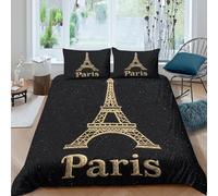 Eiffel Tower Style Funda Edredon Microfibra Juego de Ropa de Cama de 3 Piezas Impresión 3D Cierre de Eiffel Tower diseño Estilo Funda de Edredón Funda de Almohada a Juego Suave for Adolescentes