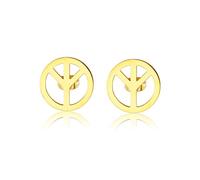 Eiffy Collar con colgante redondo de acero inoxidable con símbolo de paz contra la guerra, aretes y pulsera para mujeres y hombres (oro E)