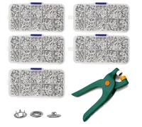 Eiflayn Botones de Presion,500 Piezas Corchetes9.5mm+Remachadora Ojales,Remaches para Ropa,Accesorios Costura,Botones a Presion,Corchetes de Presion Metalicos,Adecuado para Costura,Ropa,Bolsos