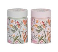 Eigenart CASE Mira Juego de 2 tarros redondos de hojalata de 7,5 x 7,5 x 11,7 cm, recipientes decorativos aptos para alimentos secos, con tapa de inserción de 150 g