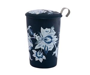 Eigenart Teaeve Luna Blue 80049B - Taza de porcelana con doble pared con tapa y filtro de acero inoxidable, sin BPA, 350 ml
