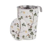 Eigenart Teaeve Merla - Taza de porcelana de doble pared con tapa y filtro de acero inoxidable, sin BPA, 350 ml