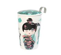 Eigenart Teaeve Sweet Little Geisha Water 80065 - Taza de porcelana con doble pared con tapa y filtro de acero inoxidable, sin BPA, 350 ml