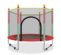 EIGFOH Cama Elástica Infantil, 140 cm, con Red de Seguridad, Capacidad 50 kg, Estructura de Acero, Multicolor (Pata U Verde ф140cm)