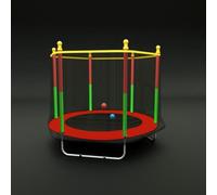EIGFOH Cama Elástica Infantil, 140 cm, con Red de Seguridad, Capacidad 50 kg, Estructura de Acero, Multicolor (Pata U ROJA ф140cm)