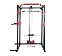 EIGFOH Jaula de Musculación,Equipo de Ejercicio de Musculación,Multifuncional para Sentadillas con Barras de Dips Acoplables y 2 Puntales de Seguridad Macizos,Torre y Jaula Multiestación