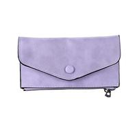 Eighosee 1 cartera de piel sintética morada para mujer, de sección larga, ultrafina, esmerilada, con hebilla. Tamaño aproximado: 19,5 x 10,5 x 1 cm, , Talla única
