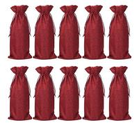 Eighosee 10 bolsas de vino, 13.7 x 5.9 pulgadas, bolsas de regalo para de vino de arpillera con cordón (rojo vino), rojo vino