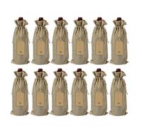 Eighosee 12 bolsas de arpillera para de vino con cordones, reutilizables, con etiquetas para fiestas, degustación a ciegas, cumpleaños, boda, viajes, inauguración de la casa
