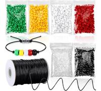 Eighosee 1200 Piezas de Cuentas de Pulsera para Proyecto de Rescate, Cuentas A Granel, Kit de Manualidades Instructivo con Hilo de Algodón Encerado de 100 Yardas