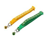 Eighosee 2 Collares de Ajustables Cargados con Campanas, Diseño de Impresión de Garra para Mascotas, Collar de Liberación Rápida Y Segura para El (Verde Y Amarillo)