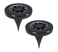 Eighosee 2 luces solares enterradas para exteriores, impermeables, luz solar para césped, 8 LED, luz de inserción de suelo