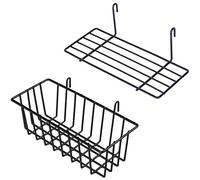 Eighosee 2 Piezas Cesta Colgante Estante Recto Maceta Soporte de Exhibición para Panel de Rejilla de Pared de Alambre, Estante de Hierro para Canasta de Pan