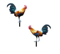 Eighosee 2 Piezas de Estacas Acrílicas Coloridas para Césped de Gallo, Estatuas de Pollo para Jardín de Granja Al Aire Libre, Decoración Artística para Patio, Estaca de Gallo