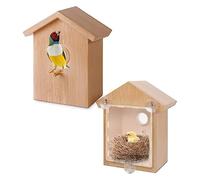 Eighosee 2 Piezas de Madera al Aire Libre DIY de PáJaro Jaula Alimentador de PáJaros con Ventosa Decoraciones de Ventana Loro Jaula de Comedero para PáJaros