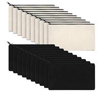 Eighosee 20 bolsas de maquillaje de lona con cremallera, estuche para lápices, bolsas de manualidades, bolsa de cosméticos para viajes, manualidades, escuela, Beige y negro