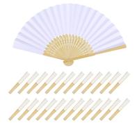 Eighosee 24 Abanicos de Papel Blancos Plegables de Mano para Bodas, Fiestas y Baby Showers.