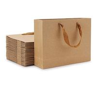 Eighosee 25 bolsas de papel para la compra, bolsa de regalo de papel , bolsa de regalo de papel marrón con de tela ampliado, sección horizontal