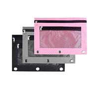 Eighosee 3 Piezas, Carpetas 3 Anillas, Bolsas para LáPices, Bolsa con Cremallera, Bolsa para LáPices con Doble Bolsillo, Bolsa para LáPices con Ventana para Estudiantes, PapeleríA