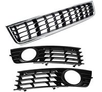 Eighosee 3 rejillas inferiores para parachoques delantero + parrilla de luz antiniebla para A4 B6 Sedan 2002-2005