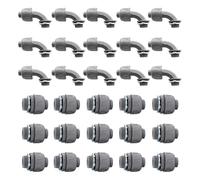 Eighosee 30 Piezas, Conector Hermético A Líquidos de 3/4 Pulgadas, Accesorios de Conductos Eléctricos No Metálicos, Conducto Flexible de PVC (Recto + 90 Grados)