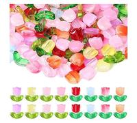 Eighosee 320 Cuentas de Flores de Tulipanes TranslúCidos de Colores, Tulipanes Hechos A Mano, Cuentas Espaciadoras de Cristal, Cuentas de Flores de Cristal Sueltas