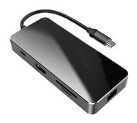 Eighosee Adaptador de lector de tarjetas multipuerto 8 en 1 USB-C HUB tipo C 4K para portátil, puerto LAN Gigabit