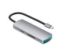 Eighosee Adaptador USB C 6 en 1 tipo C con 4K USB C a, lector de tarjetas SD TF 3 puertos USB 3.0 con luz de respiración para Pro 2019/2018/2017