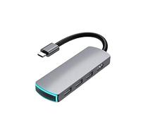 Eighosee Adaptador USB C 6 en 1 USB C con 4K USB C a 3 puertos USB 3.0 de 3.5 mm, puerto de carga de audio de 60 W con luz de respiración para Pro 2019/2018/2017