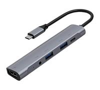 Eighosee Adaptador USB C HUB de 5 puertos USB 3.1 tipo C a USB 3.0 4K 3.5 mm para auriculares USB C tipo C HUB