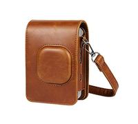 Eighosee Adecuado para mini bolsa de cámara, protectora retro de piel sintética, bolsa de hombro pequeño hiyab literario, Brown
