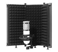 Eighosee Aislamiento de micrófono plegable con soporte roscado para micrófono, parte delantera de espuma absorbente de alta densidad y placa trasera de metal ventilada