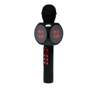 Eighosee Altavoz inalámbrico Bluetooth Ktv Mini micrófono para el hogar, micrófono de mano con luz LED flash de moda para teléfono móvil, reproductor de música, color negro