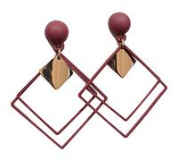 Eighosee Aretes De Corea Diamante De Geometría J735 (Rojo De Vino)