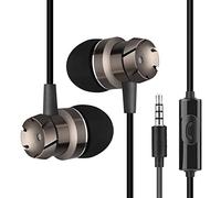 Eighosee Auriculares con cable de 3,5 mm con subwoofer turbo con auriculares intraurales controlados por cable de trigo