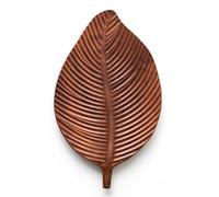 Eighosee Bandeja de Cena, Adecuada para Comidas, Ensaladas y Pan, Bandeja de Hojas Hecha A Mano, Pequeña (Nervaduras de Hojas Anchas)