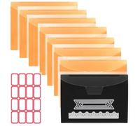 Eighosee Bolsa de Almacenamiento de Sellos y Troqueles 8 Piezas y Hoja Magnética: Juego Almacenamiento Troqueles para Cortar, Álbumes de Recortes y Almacenar Troqueles Artesanales, Naranja