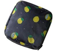 Eighosee Bolsa de almacenamiento sanitaria, organizador de viaje, impermeable, para mujeres, artículos de tocador, cosméticos, bolsa de maquillaje, Limón negro
